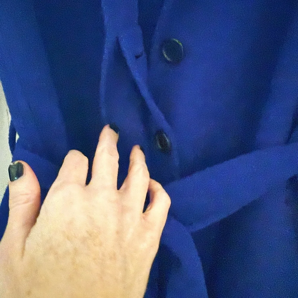 Elegant Blue Belted Coat - Picture 2 of 4